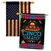 Breeze Decor Picado Cinco De Mayo 2-Sided Polyester 40 H x 28 W House Flag in Black/Red | 40 H x 28 W in | Wayfair