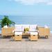 George Oliver Chilton 6 Piece Sofa Seating Group w/ Cushions Synthetic Wicker/All - Weather Wicker/Wicker/Rattan in Brown | Outdoor Furniture | Wayfair