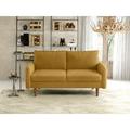 Corrigan Studio® Anacapa 58" Velvet Round Arm Sofa Loveseat Velvet in Yellow/Brown | 33 H x 58 W x 32 D in | Wayfair