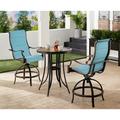 Canora Grey Sefrou Round 4 - Person Long Bar Height Outdoor Dining Set w/ Cushions & Umbrella Metal in Black | 56 W x 56 D in | Wayfair