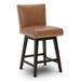 Winston Porter Blake 26" Swivel Counter Stool Wood/Upholstered/Leather in Brown | 37.8 H x 19 W x 22 D in | Wayfair