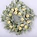 Primrue 18" Diamond Flannel Pumpkin Lamb's Ear Leaf Wreath Silk in Green/White | 18 H x 18 W x 3 D in | Wayfair DF7B19A08AA946F48C78040DAABAB732