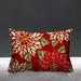 ULLI HOME Christmas Poinsettia Flower Indoor/Outdoor Throw Pillow Polyester/Polyfill blend in Red | 14 H x 20 W x 4.3 D in | Wayfair