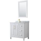 Wyndham Collection Daria 36" Single Bathroom Vanity Set w/ Mirror Wood/Marble in Yellow | 35.75 H x 36 W x 22 D in | Wayfair WCV252536SWGCMUNSM24