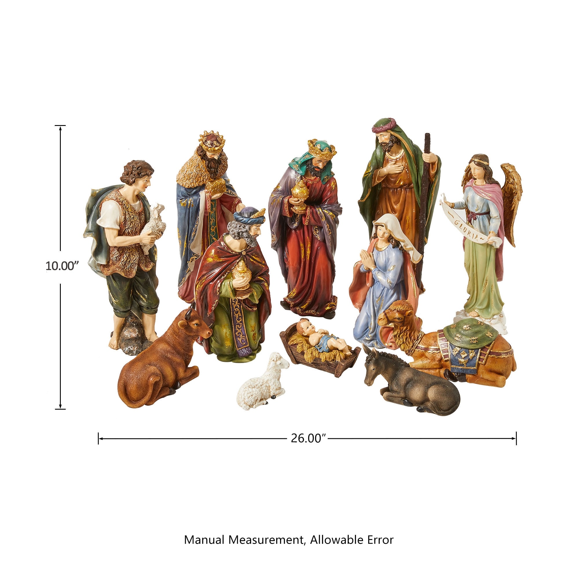 Glitzhome 12pcs Resin Christmas Multi Nativity Figurines Set