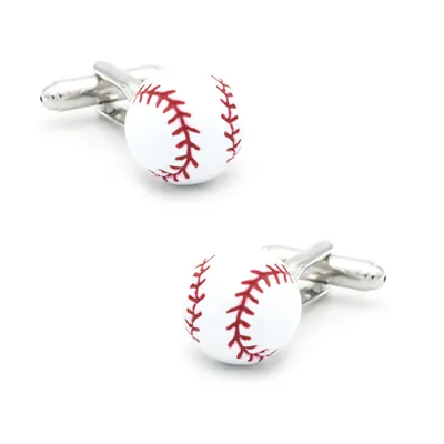 Boutons de manchette de Sport pour hommes Design Baseball qualité en laiton couleur blanche