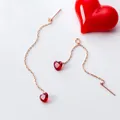 MloLiAcc-Boucles d'Oreilles Pendantes Coeur Rouge pour Femme Bijoux en Argent Sterling 925 group