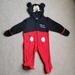 Disney One Pieces | Disney Mickey Mouse Zip Up Sleep And Play Pajamas, 6-9 Months, Fleece, Warm | Color: Black/Red | Size: 6-9mb