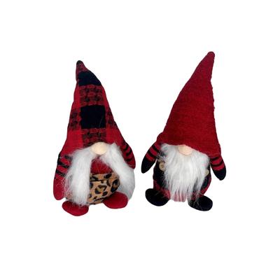 Plush Gnome with Leopard Print Set of Two 11" - 11"H x 6"W x 4"D