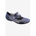 Wide Width Women's Chelsea Mary Jane Flat by Ros Hommerson in Blue Iridescent Leather (Size 9 W)