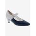 Wide Width Women's Kiki Mary Jane Pump by Ros Hommerson in Navy Lizard Leather (Size 8 W)