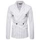 MISSMAO Men's Cotton Blend Striped Formal Boating Blazer Jacket White 2XL