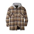Men's Big & Tall Boulder Creek® Removable Hood Shirt Jacket by Boulder Creek in Dark Khaki Plaid (Size XL)