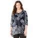 Plus Size Women's Panne Velvet Tunic by Catherines in Grey Paisley (Size 2XWP)