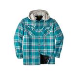 Men's Big & Tall Boulder Creek® Removable Hood Shirt Jacket by Boulder Creek in Sea Green Plaid (Size XL)