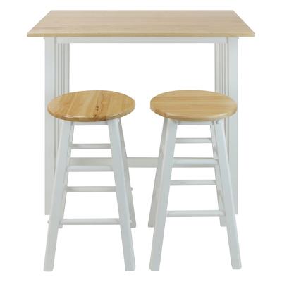 3pcs Breakfast Set made with Solid Wood-White by Casual Home in Natural
