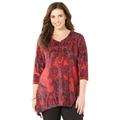 Plus Size Women's Panne Velvet Tunic by Catherines in Red Paisley (Size 6X)