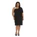 Plus Size Women's Asymmetric Knee-Length Dress with Draped Shoulder and Diamante Strap by R&M Richards in Black (Size 14W)