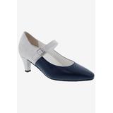 Wide Width Women's Kiki Mary Jane Pump by Ros Hommerson in Navy Lizard Leather (Size 6 1/2 W)