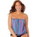 Plus Size Women's Bandeau Blouson Tankini Top by Swimsuits For All in Multi Stripe (Size 14)