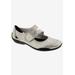 Wide Width Women's Chelsea Mary Jane Flat by Ros Hommerson in Silver Iridescent Leather (Size 10 1/2 W)