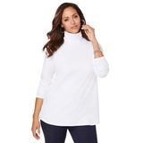 Plus Size Women's Long Sleeve Mockneck Tee by Jessica London in White (Size 14/16) Mock Turtleneck T-Shirt