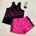 Adidas Matching Sets | Adidas Cute Baby Girl Pink Black Shorts Set 2295 | Color: Black/Pink | Size: Various