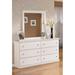 Signature Design by Ashley Bostwick 6 Drawer 63.5" W Double Dresser w/ Mirror Wood in Brown/White | 74.53 H x 63.5 W x 16.25 D in | Wayfair B139B1