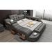 Hariana Tech Smart Ultimate Italian Leather Bed Tufted Solid Wood & Low Profile Storage Platform Bed Wood & /Upholstered/Metal | Wayfair