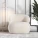 Barrel Chair - Orren Ellis Laranya 76.2Cm Wide Tufted Barrel Chair Bouclé in White/Brown | 26 H x 30 W x 28 D in | Wayfair