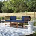 Red Barrel Studio® 73.625" Wide Patio Sofa w/ Cushions Wood/Natural Hardwoods in Brown | 30.125 H x 73.625 W x 24 D in | Wayfair