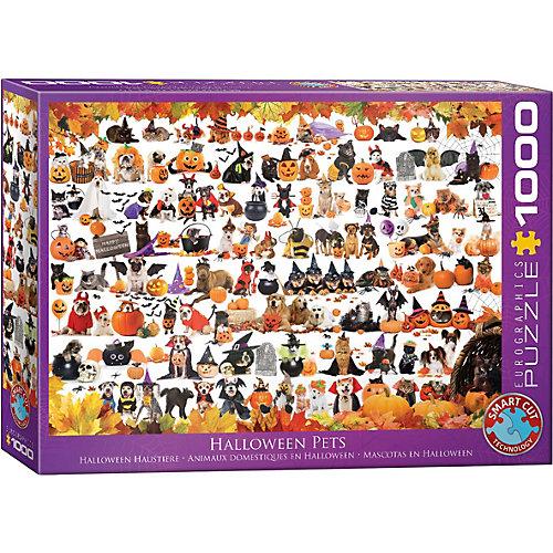 Puzzle 1000 Teile-Halloween Welpen und Kätzchen