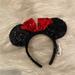 Disney Other | Disney’s Minnie Mouse Sequin Headband Ears (Db) | Color: Black/Red | Size: Os