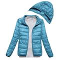Lightweight Down Jacket Women with Movable Hood Womens Down Coats Women's Ultra Light Packable Down Jacket Down Filled Coat Quilted Padded Hooded Puffer Jacket Ladies Bubble Puffa Jacket Winter Blue