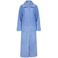 Slenderella Ladies Button Up Dressing Gown Soft Waffle Fleece Ankle Length Bath Robe Large (Blue)
