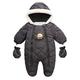 AIKSSOO Baby Infant Winter Snowsuit Hooded Romper with Gloves Booties Jumpsuit Outfits Grey