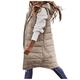 Womens Winter Long Gilets Hooded Quilted Gilet Vest Ladies Body Warmer Zip Up Sleeveless Down Jacket Coat Parka Outwear Waistcoat with Pockets