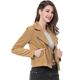 Allegra K Women's Short Jacket Soft Moto Zip Up Pockets Faux Suede Biker Jackets Light Khaki 16