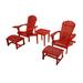 Longshore Tides Aolaith Solid Wood Adirondack Chair w/ Ottoman Wood in Red | 27.75 H x 33 W x 33.75 D in | Wayfair 912F0B50E2FE4896834DCAE6B4BBD3EA