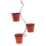 Gracie Oaks 3-Piece Metal Hanging Planter Metal in Orange | 36 H x 12 W x 10 D in | Wayfair D00E3A374D5E41D5B7D2032944AEE719