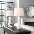 Three Posts™ Leithgow 28.5" Table Lamp Set w/ USB Ceramic/Linen in White | 28.5 H x 14 W x 14 D in | Wayfair 303D9AD63B2E45108A26ADD759B94794