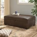 Red Barrel Studio® Mirabile Faux Leather Flip Top Storage Bench Faux Leather/Upholstered/Leather in Brown | 17 H x 46 W x 28 D in | Wayfair