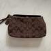 Coach Bags | Euc Coach Signature Monogram Brown Jacquard & Leather Gold Turnlock Wristlet | Color: Brown/Gold | Size: Os