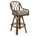 Braxton Culler Edgewater 24" Swivel Counter Stool Upholstered/Wicker/Rattan in Blue/Brown | 39 H x 22 W x 24 D in | Wayfair 914-012/0805-54/HAVANA