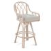 Braxton Culler Edgewater 24" Swivel Counter Stool Upholstered/Wicker/Rattan in White/Brown | 39 H x 22 W x 24 D in | Wayfair 914-012/0851-93/HAVANA