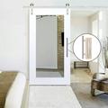 Barn Door - Glass-Door.us Mirrored Manufactured Wood & Glass Primed Barn Door w/ Installation Hardware Kit Manufactured Wood in Brown | Wayfair