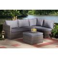 Baxton Studio Pamela Modern Grey Polyester Upholstered & Brown Finished 4-PC Woven Rattan Outdoor Patio Set - Wholesale Interiors MLM-210180-Grey