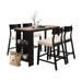 Hillsdale Furniture Knolle Park 5 Piece Wood Counter Height Dining Set, Black with Oak Wire Brush Finished Top - 5132DTR5