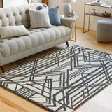 Pottsgrove 5' x 7'6" Modern Moroccan Farmhouse Wool Wool Black/Cream Area Rug - Hauteloom