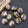 APDGG-Perles en verre de Murano 10 pièces 16mm violet mousse glaçure colorée adt plaqué or